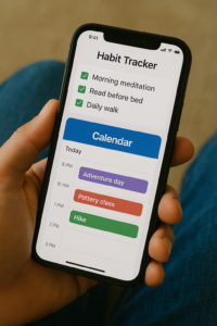 Using habit trackers and digital calendars to plan leisure