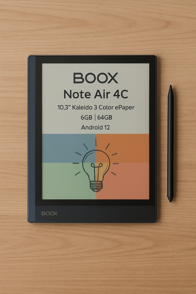 BOOX Note Air 4C color E Ink tablet with 10.3-inch display, 6GB RAM, and 64GB storage.