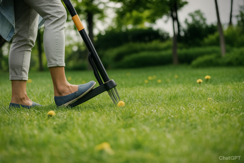 Long-handled weeder for ergonomic gardening